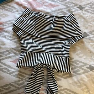 striped off the shoulder shirt